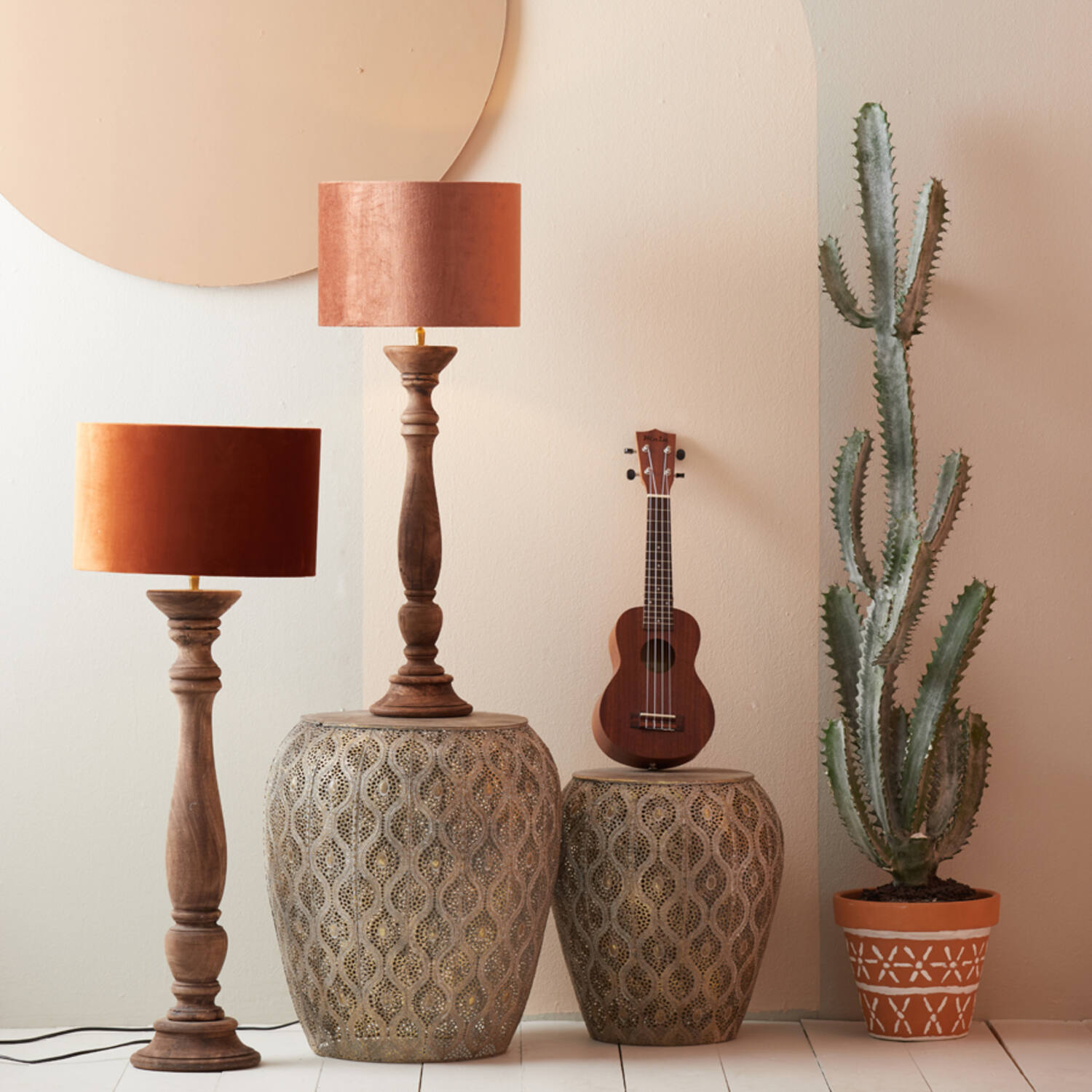 Shade cylinder 30-30-21 cm VELOURS terra - TOWNHOUSE Interiør